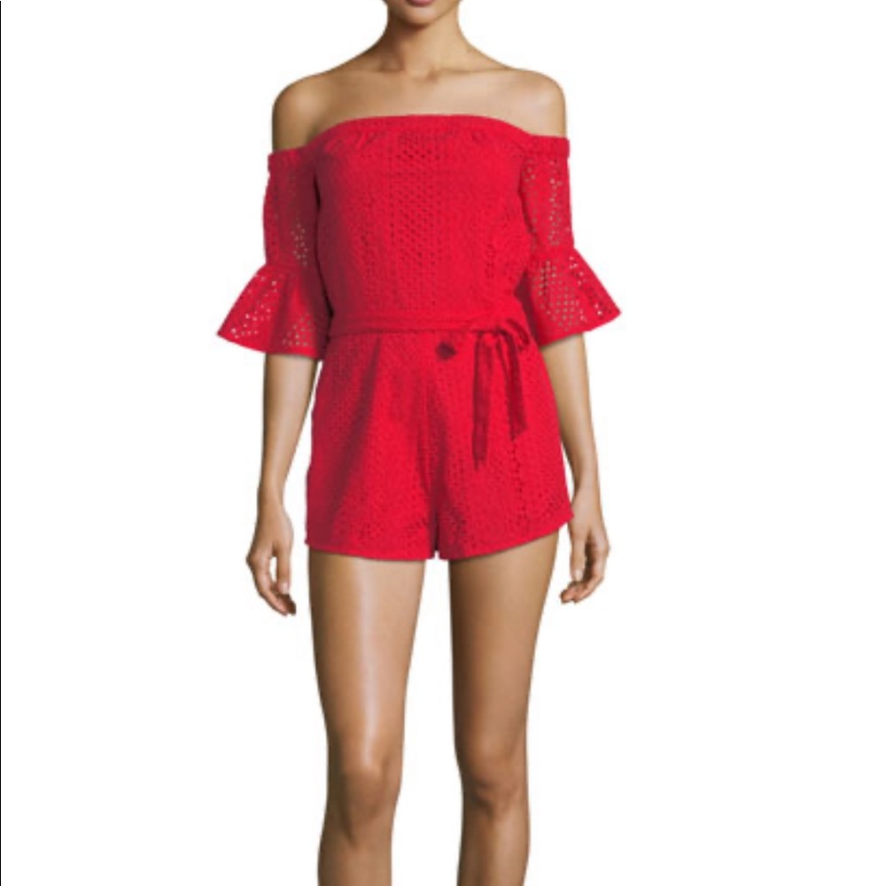 Likely “Kittridge” Off the Shoulder Eyelet Romper
